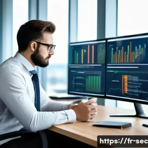 Home 33 보안 컨설팅 취업 시 자주 받는 질문 - A professional cybersecurity consultant in a modern office environment, analyzing detailed vulnerabi...